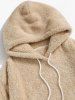 Solid Front Pocket Fluffy Hoodie And Pants -  
