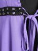 Plus Size Grommet Tie Tunic Blouse and Lace Trim Camisole Set -  