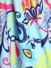 Plus Size Floral Print Ruched Empire Waist Modest Tankini Swimwear -  