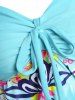 Plus Size Floral Print Ruched Empire Waist Modest Tankini Swimwear -  