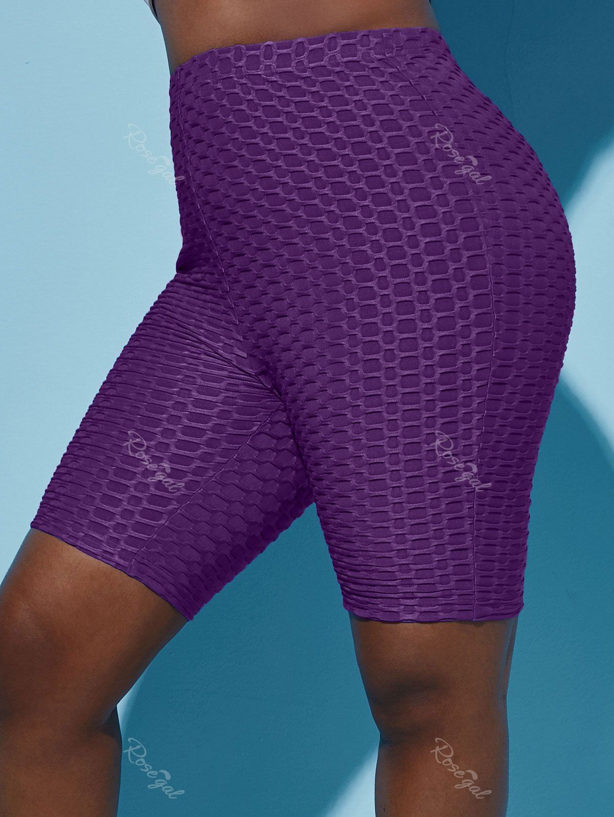 New Solid Honeycomb Textured Plus Size & Curve Biker Shorts  