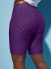 Solid Honeycomb Textured Plus Size & Curve Biker Shorts -  