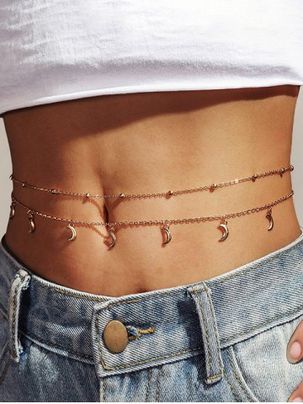 Moon Charm Beads Two Layered Belly Chain