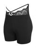 Plus Size & Curve Lace Panel Crisscross Biker Shorts -  