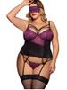 Plus Size Lace Sheer Garter Sexy Lingerie Camisole Set -  