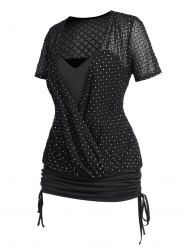 Plus Size & Curve Cinched Rhinestone 2 in 1 Tee -  