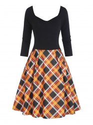 Plaid Sweetheart Raglan Sleeve Dress -  