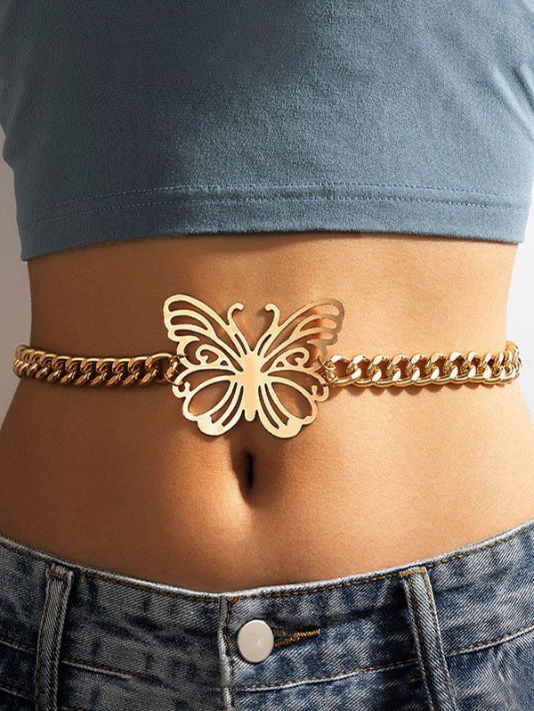 Hot Punk Hollow Butterfly Thick Statement Belly Chain  