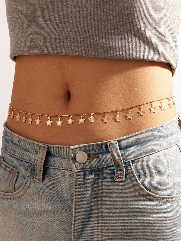 Store Metal Stars Pendant Belly Chain  