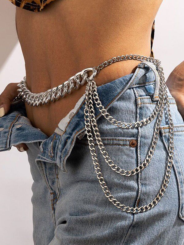 Sale Punk Multilayered Thick Belly Chain  