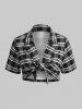 Plus Size & Curve Lapel Front Tie Plaid Top and Camisole Set -  