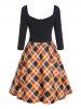 Plaid Sweetheart Raglan Sleeve Dress -  