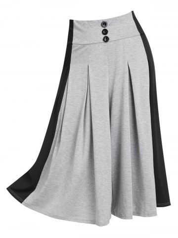 Plus Size Colorblock Capri Culotte Pants - LIGHT GRAY - 5X