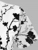 T-shirt Courbe à Imprimé Fleur en Maille Transparente de Grande Taille à Col V - Blanc 1x | US 14-16