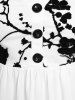 T-shirt Courbe à Imprimé Fleur en Maille Transparente de Grande Taille à Col V - Blanc 1x | US 14-16