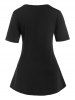 T-shirt Courbe à Imprimé Abstrait Evasé de Grande Taille - Noir 5X