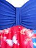 Plus Size & Curve Butterfly Print Empire Waist Modest Swim Dress Set -  