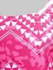 Maillot de Bain Tankini Modeste Jupe Curve à Imprimé Géométrique Grande Taille - Rose clair 5X