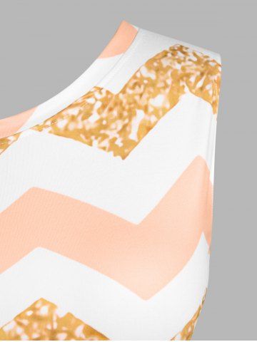 Plus Size Zigzag Trapeze Midi Dress