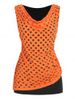 Plus Size & Curve Cowl Neck Hollow Out 2 in 1 Tank Top -  