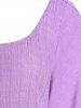 T-shirt Croisé Courbe à Manches Chauve-souris de Grande Taille - Violet clair 