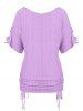 Plus Size & Curve Crisscross Batwing Sleeve Cinched Tee -  