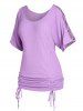 Plus Size & Curve Crisscross Batwing Sleeve Cinched Tee -  