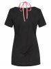Plus Size Front Twist Faux Twinset Halter Tee -  