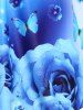Maillot de Bain Tankini à Imprimé Rose et Papillon à Taille Empire Grande Taille - Bleu L