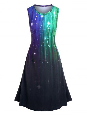 Plus Size Sparkle Print Trapeze Midi Dress - MULTI - 2XL