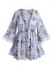 Plus Size & Curve Floral Print Front Tie Kimono -  