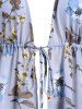 Plus Size & Curve Floral Print Front Tie Kimono -  