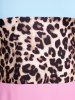 Plus Size & Curve Leopard Print Colorblock Tee -  
