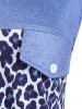Plus Size Button Up Leopard Print Sleeveless Blouse -  