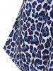 Plus Size Button Up Leopard Print Sleeveless Blouse -  