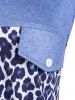 Corsage sans Manches à Imprimé Léopard avec Boutons Grande-Taille - Bleu 4X