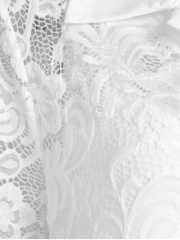 Plus Size Lace Sheer Tunic Blouse with Cami Top Set