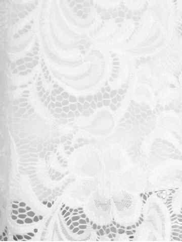 Plus Size Lace Sheer Tunic Blouse with Cami Top Set