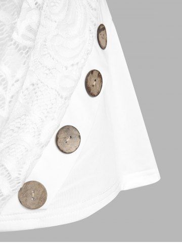 Plus Size & Curve Lace Overlay Cowl Front Tee