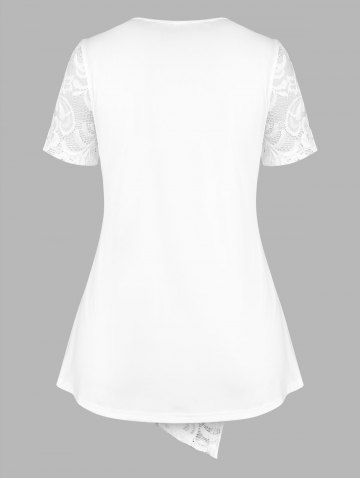 Plus Size & Curve Lace Overlay Cowl Front Tee
