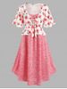 Plus Size & Curve Cami Dress with Cottagecore Flower Tie Front Peplum Blouse -  