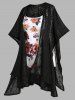 Plus Size & Curve Floral Print Tank Top and Open Front Asymmetric Summer Cardigan -  
