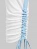 Plus Size & Curve Contrast Side Cinched Capri Leggings -  