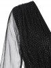 Glitter Mesh Insert Sheer Long Sleeve Dress -  