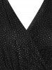 Glitter Mesh Insert Sheer Long Sleeve Dress -  