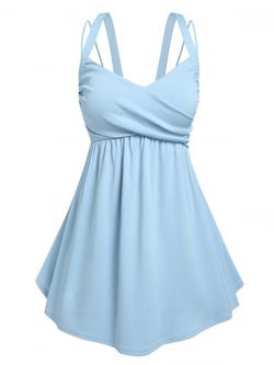 Plus Size & Curve Sweetheart Neck Crossover Skirted Tank Top - LIGHT BLUE - 4X
