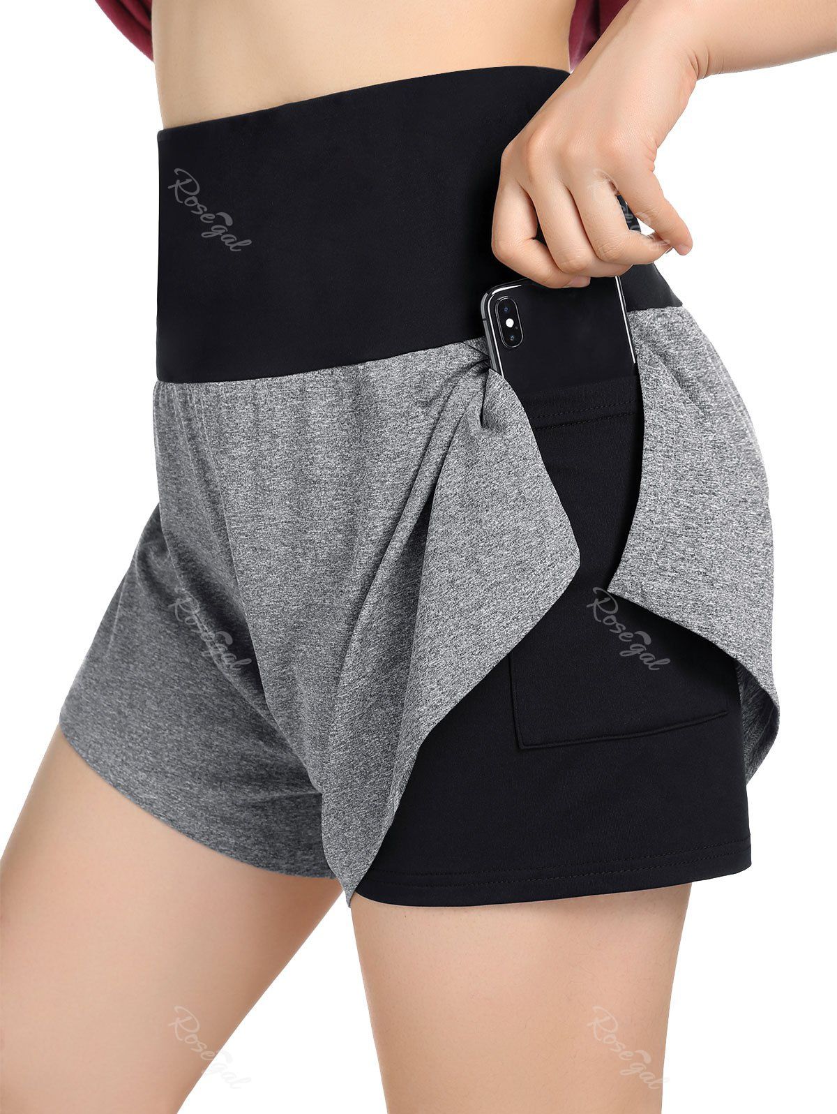 Discount Plus Size High Waisted 2 in 1 Shorts  