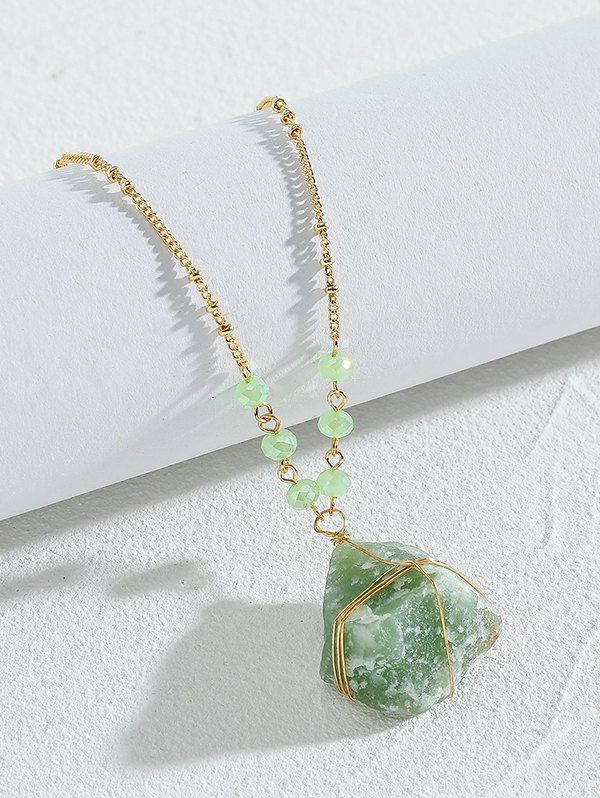 Cheap Irregular Natural Stone Crystal Charm Necklace  