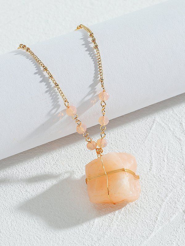 Chic Irregular Natural Stone Crystal Charm Necklace  