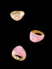 3 Pcs Geometric Bear Glazed Ring Set -  